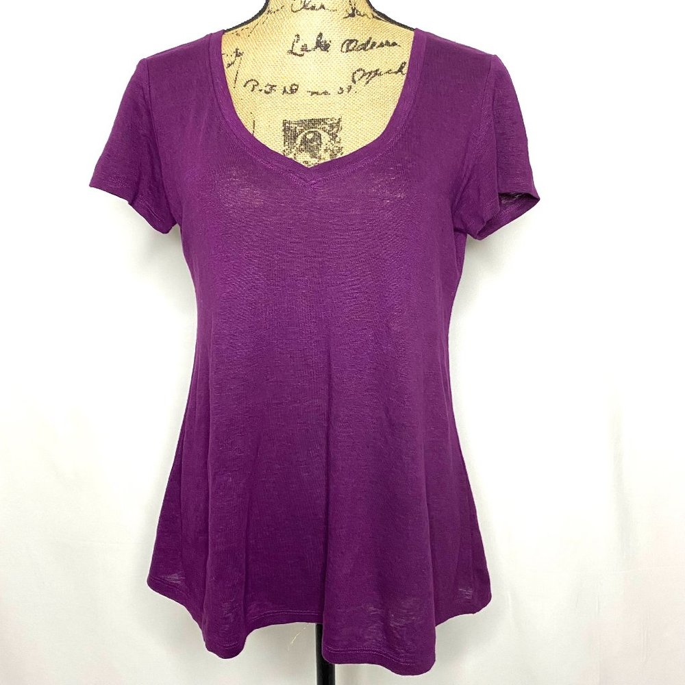 Eileen Fisher Purple Organic Linen T Shirt Top
